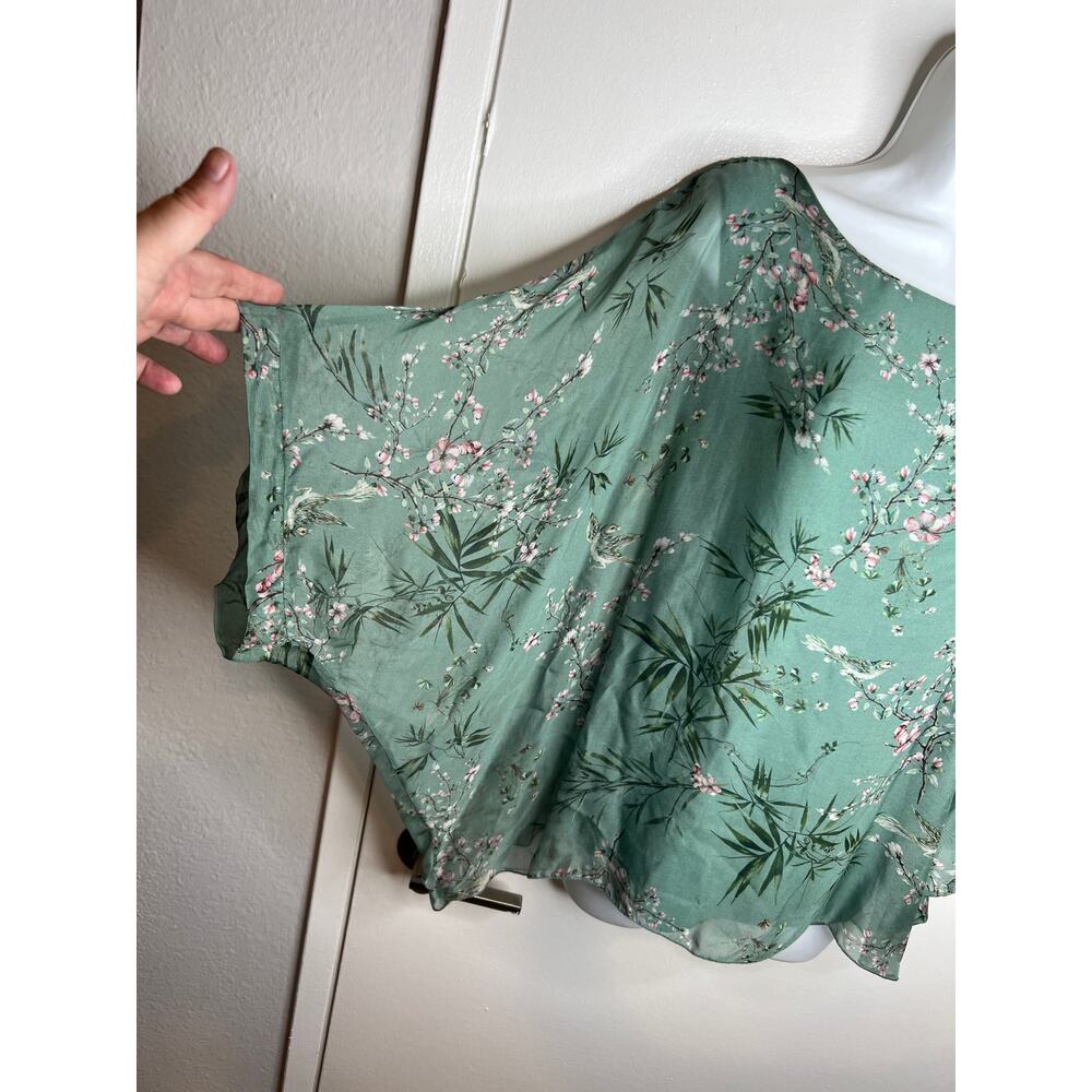 Belle France Women's Floral Print Silk Blend Italy Cottagecore Blouse ~ Size S - Picture 2 of 8